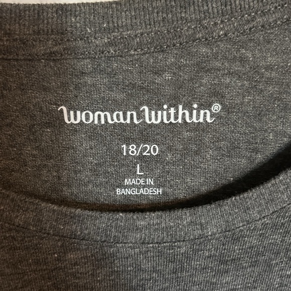 Woman Within Tunic, Mid-Sleeve, Grey Cotton/Rayon, 18/20 L, Made in Bangladesh🌺 - Picture 3 of 5